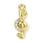 Brass Micro Pave Clear Cubic Zirconia Pendants, Musical Note Charms, Long-Lasting Plated, Golden, 16.5x6x2.5mm, Hole: 1.5mm