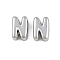 304 Stainless Steel Charms, Letter, Letter N, 7.5x4.5x3.5mm, Hole: 1.8mm