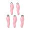 304 Stainless Steel Pendants, Enamelled Sequins, Horn of Plenty/Italian Horn Cornicello Charms, Stainless Steel Color, Pink, 17.5x4.5x3.5mm, Hole: 1mm
