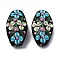 Handmade Lampwork Beads, Oval with Flower, Light Sky Blue, 28.5x15.5x11mm, Hole: 2.5mm