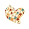 304 Stainless Steel Pendants, with Enamel, Checkerboard Heart Charm, Golden, Colorful, 25x24x4mm, Hole: 2mm