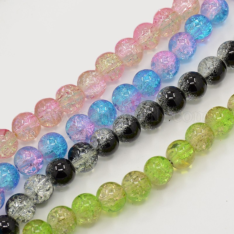 Wholesale Two Tone Crackle Glass Beads Strands - Pandahall.com