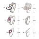 6Pcs 6 Style Brass Micro Pave Cubic Zirconia Solitaire Rings RJEW-LS0001-13P-3