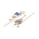 Glass Butterfly Dangle Hoop Earrings with Clear Cubic Zirconia EJEW-TA00153-01-5