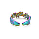 Rainbow Color 304 Stainless Steel Empaistic Open Cuff Rings RJEW-N038-044M-2