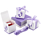 紙ギフトボックス  リボン付き  フットプリント模様の折りたたみボックス  結婚式の装飾  正方形  紫色のメディア  6.1x6.1x6.1cm CON-WH0080-53C-1