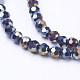 Brins de perles de verre galvanisées à facettes (32 facettes) rondes de couleur ab X-EGLA-J042-4mm-AB01-1