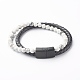Natürliche Howlith runde Perlen mehrsträngige Armbänder BJEW-JB06571-04-1