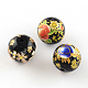 Mixed Flower Picture Printed Glass Round Beads GFB-R004-12mm-M21-2