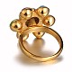個性的女性の316ステンレス製のラインストーンの花の指輪  ゴールドカラー  17mm RJEW-J066-88-17mm-2