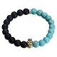 Bracelets extensibles en pierre noire mate et turquoise BJEW-BB31222-2-1