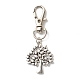 Porte-clés en alliage de style tibétain arbre de vie HJEW-JM00560-02-1