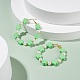 Flower & Glass Pearl Beaded Big Huggie Hoop Earrings EJEW-JE04734-3
