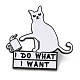 Katze mit Tasse und Wort „I do what i want“-Emaille-Pins JEWB-H013-04EB-04-1