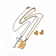 Heart Skeleton Key & Padlock Couple Pendant Necklaces & Stud Earrings SJEW-E045-02GP-1