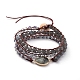 Faceted Glass & Natural Labradorite Beaded Wrap Bracelets BJEW-JB05035-01-1