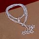 Popular Silver Color Plated Brass Multi-strand Snake Chain Necklaces NJEW-BB12805-1