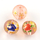 Mixed Flower Picture Printed Glass Round Beads GFB-R004-12mm-M18-2