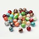 Perles en verre rondes peint à la bombe couleur mixte et style mixte DGLA-X0003-12mm-5