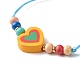Милый браслет из деревянных бусин в форме сердца для детей BJEW-JB06753-01-5