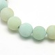 Frosted Natural Flower Amazonite Round Bead Strands G-M064-8mm-07-2