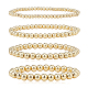 Anattasoul Set di 4 braccialetti elasticizzati con perline rotonde in ottone da 4 misure per donna BJEW-AN0001-07-1