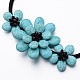 Simple Fashion Flower Dyed Natrual Howlite Bib Statement Necklaces NJEW-I201-13A-2