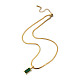Halskette mit meergrünem kubischen Zirkon-Rechteck-Anhänger NJEW-Z028-01G-2