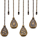 CRASPIRE 4Pcs 2 Style Bronze Teardrop Ceiling Fan Pull Chain Extender Charm Retro Pendant Adjustable Decorative Extension Connector Ball Bead Cord Replacement Hanging Ornaments for Lighting Lamp Decor FIND-CP0001-77-1