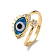 Offener Bunte Malerei-Evil-Eye-Manschettenring mit klarem Zirkonia RJEW-L104-05G-03-1