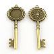 Tibetischer Stil Schlüssel Legierung große Anhänger Fassungen für Cabochon X-TIBEP-S289-23AB-NR-1