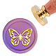 CRASPIRE Wax Seal Stamp Butterfly Vintage Sealing Wax Stamps Animal 30mm Removable Brass Head Sealing Stamp with Wooden Handle for Invitations Cards Gift Wrap AJEW-WH0184-0328-1