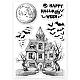 GLOBLELAND Halloween Clear Stamps Horror House Bat Pumpkin Tree Moon Silicone Clear Stamp Seals for Cards Making DIY Scrapbooking Photo Journal Album Decoration DIY-WH0167-56-892-8