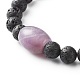 Natural Amethyst & Lava Rock Braided Bead Bracelets Set for Girl Women BJEW-JB06972-04-9