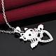 Silver Color Plated Brass Cubic Zirconia Kitten Pendant Necklaces NJEW-BB09514-3