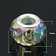 Light Khaki Color Half Plated Faceted Rondelle Glass Large Hole European Beads X-GPDL-H005-10-2