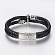 Braided Leather Cord Multi-strand Bracelets BJEW-H560-51-3