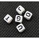 Perles de cube acrylique lettre blanche chunky pour les bijoux des enfants X-OACR-E001-13-1