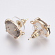 Faceted Glass Stud Earring Findings GLAA-F084-A06-2