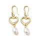 Boucles d'oreilles pendantes coeur avec perle d'imitation ABS EJEW-F288-22G-1