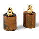 天然および合成の混合宝石用原石の開閉可能な香水瓶のペンダント  真鍮パーツ  長方形  ゴールドカラー  30~33x18.5x12.5~13.5mm  穴：2mm  容量：1ml（0.03液量オンス） G-R478-002-G-3