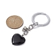 Natural Black Stone & Natural White Jade Heart Keychains KEYC-JKC00548-5