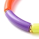 Candy Color Chunky Acrylic Curved Tube Beads Stretch Bracelet for Girl Women BJEW-JB07297-03-4