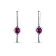 TINYSAND 925 Sterling Silver Silver Half Round Ruby Ear Stud TS-E334-S-1