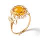 女の子の女性のための天然宝石の指輪  ラウンドシェルパールビーズリング  真鍮製ワイヤーラップリング  ゴールドカラー  usサイズ7 3/4(17.9mm) X1-RJEW-TA00012-4