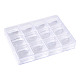 長方形ポリスチレン プラスチック ビーズ保存容器  12個の正方形の小さな箱で  透明  容器：16.5x12.5x2.5cm  小箱：4x4x2.2cm  インナーサイズ：3.4x3.4センチメートル CON-N011-045-2