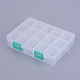 オーガナイザー収納プラスチックボックス  調整可能な仕切りボックス  長方形  ミディアムターコイズ  14x10.8x3cm  コンパートメント：3x2.5センチメートル  15区画/ボックス CON-X0002-05-1