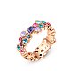 Real 18K Rose Gold Plated Alloy Czech Rhinestone Wide Band Finger Rings RJEW-AA00348-7#-RG-1