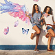 Superdant adesivi ali rosa farfalle colorate arte della parete ali di piume decalcomanie da muro stacca e attacca adesivi murali rimovibili per la camera della ragazza decorazione della stanza dei bambini DIY-WH0228-597-4