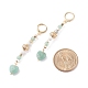 Heart Gemstone Beaded Long Dangle Hoop Earrings with Hollow Ball for Women EJEW-JE04792-3